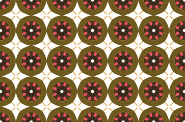 A pattern of brown and pink dots on a white background
