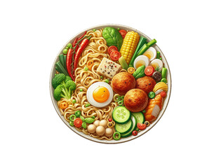 Chicken noodle meatball isolated on transparent background