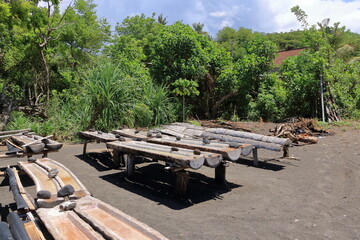 Ancient traditional salt production in Kusamba on the Bali island, Indonesia