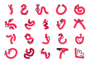 Obraz premium Line Stick Character Element Set