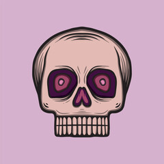 colorfull skull art hand drawn cartoon illustration