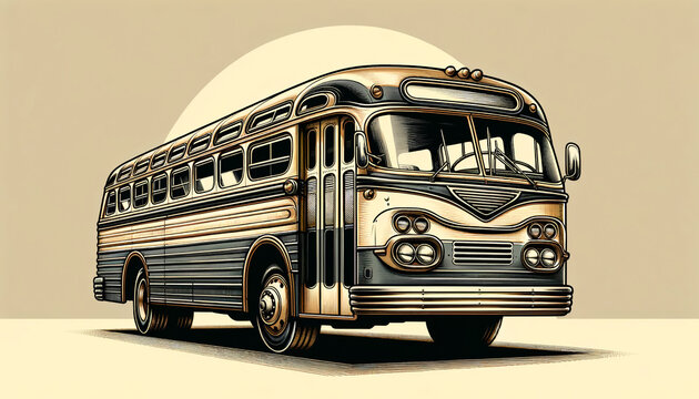 Photorealistic Vintage Design of a 1960s Bus with Retro Styling