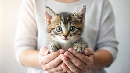 Adorable Tabby Kitten Held in Hands