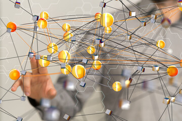 Abstract network of physical devices on the Internet using a network connection with statistics...