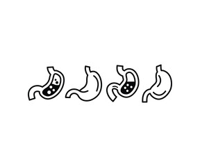 Obraz premium stomach human anatomy icons symbol vector design simple flat black white illustrations collections sets