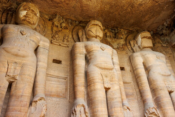 Jain sculpture in the rocks of Gwalior Fort, Madhya Pradesh, India, Asia