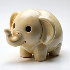 A small ivory-colored elephant figurine, on a white background