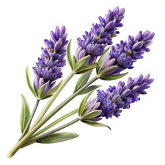 Naklejka premium A sprig of lavender flowers, on a white background