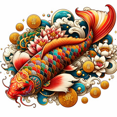 koi fish LanlanFu background  illustration generative AI