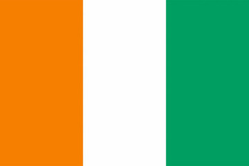 Naklejka premium The flag of Côte d'Ivoire. Flag icon. Standard color. Standard size. A rectangular flag. Computer illustration. Digital illustration. Vector illustration.