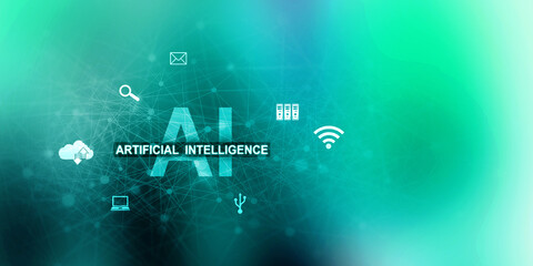 2d illustration Artificial Intelligence (AI) concept