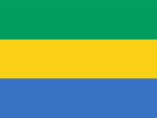 The flag of Gabon. Flag icon. Standard color. Standard size. A rectangular flag. Computer illustration. Digital illustration. Vector illustration.