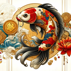 koi fish background picture generative AI