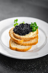 lumpfish caviar seafood black caviar natural fresh appetizer meal food snack on the table copy space food background rustic top view