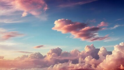 Serene Sunset Sky with Vibrant Pink and Blue Clouds