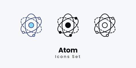 Atom icons vector set stock illustration.