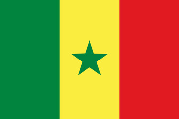 The flag of Senegal . Flag icon. Standard color. Standard size. A rectangular flag. Computer illustration. Digital illustration. Vector illustration.