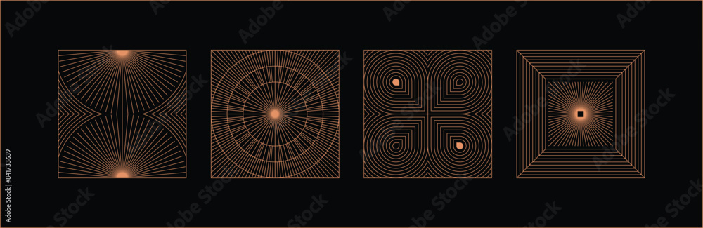 Poster Vector minimal geometric illustrations set - trendy abstract aesthetic linear compositions, prints, frames and graphic design elements..
