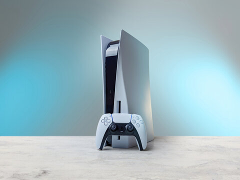 Sony PlayStation 5 and new gamepad on the table
