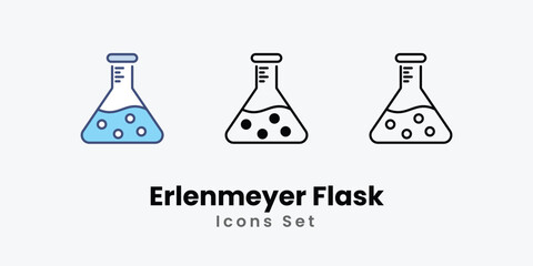 Erlenmeyer Flask icons vector set stock illustration.
