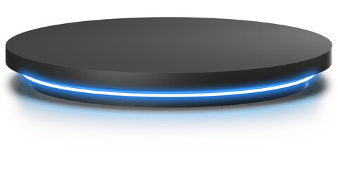 3d podium with blue neon light 