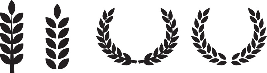 Foliate laurels branches set isolated on white background