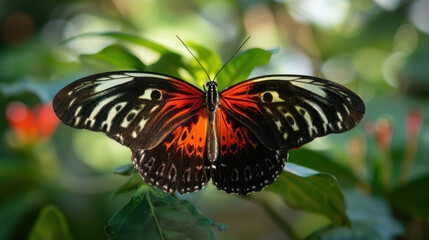 Obraz premium Butterfly with open wings displaying intricate patterns