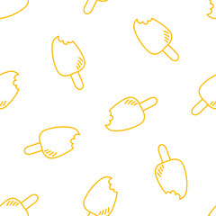 Seamless pattern with yellow outline ice cream