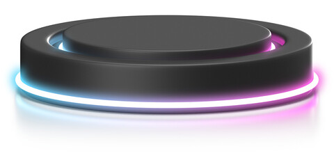 3d podium with blue pink gradient neon light 