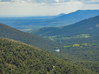 view of the fuenfria valley with cercedilla in the background