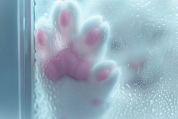 Fototapeta premium a cat's paw on a window diffro