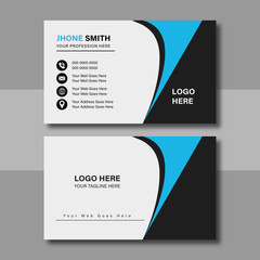Clean Corporate Business Card Layout with blue color. Modern unique creative business card. Business card for business and personal use. Vector illustration design, Print ready,
