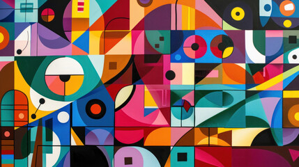 Colorful abstract art with geometric shapes and bold lines