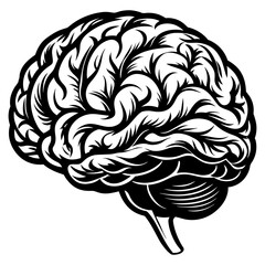 Obraz premium Detailed monochrome zombie brain for halloween themed graphic design, drawing, and engraving for spooky, creepy, and scary themed concepts