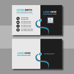 Clean Corporate Business Card Layout with blue color. Modern unique creative business card. Business card for business and personal use. Vector illustration design, Print ready,