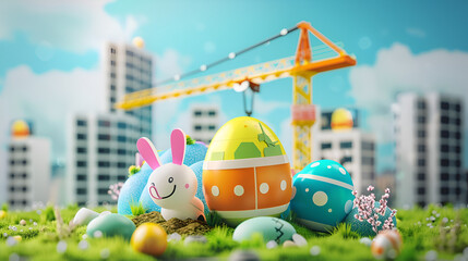 Creative Easter greeting card or banner template