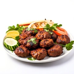 Delicious tasty Kebab served with salad and sauce