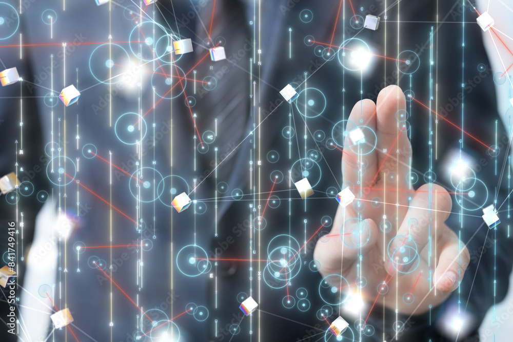 Leinwandbilder neural network 3d illustration. big data and cybersecurity