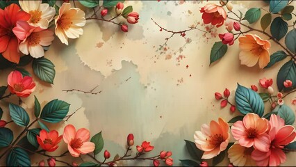 vintage floral greeting card, vintage-inspired photo frame with floral details on a greeting card template for special occasions, created with a retro aesthetic