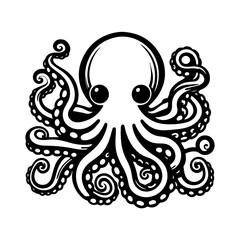Vector cute octopus illustration isolated