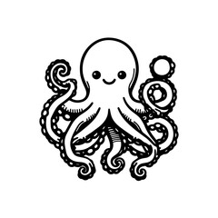 Vector cute octopus illustration isolated