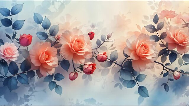floral print design, elegant and charming soft floral pattern in pastel colors perfect for invitations and cards, evoking a romantic aesthetic
