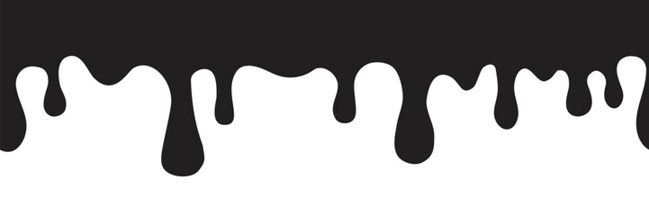 Dripping Paint molten splash, liquid flow abstract shape stain seamless pallern decoration, border. Fluid trickle, stencil.