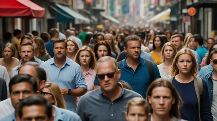Crowd of people walking in the city