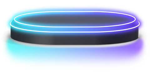 3d podium with blue purple gradient neon light 