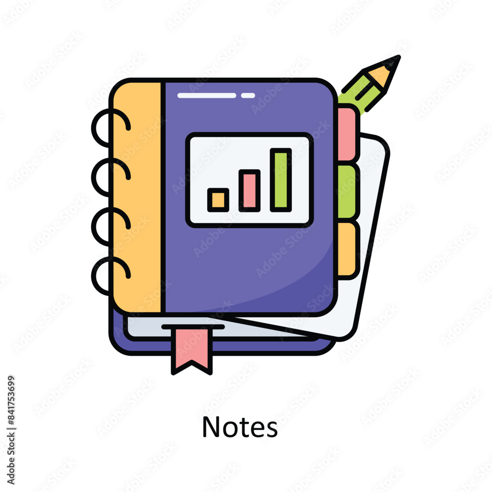 Aufkleber notes vector filled outline icon style illustration. symbol on white background eps 10 file