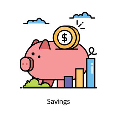 Savings vector filled outline icon style illustration. Symbol on White background EPS 10 File