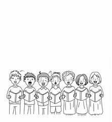 Children choir singing. Music school. Illustration. 