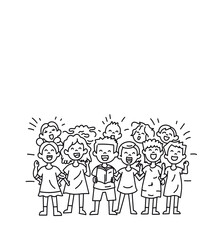 Children choir singing. Music school. Illustration. 