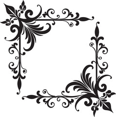 abstract ornament  floral frame illustration black and white
